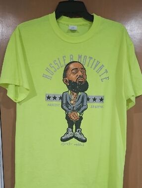 Nipsey Hussle 'Hustle & Motivate' Neon Green Graphic Tee